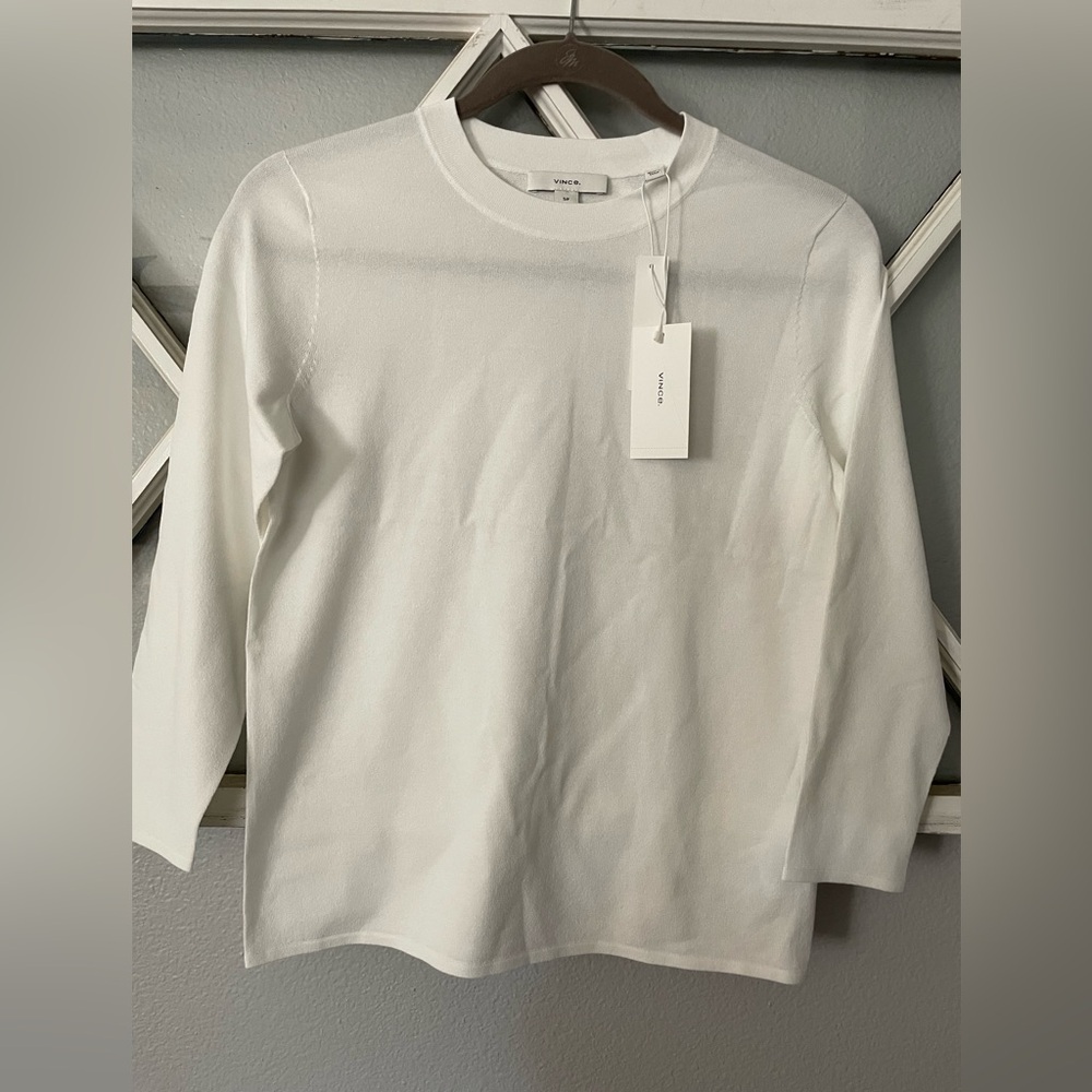 VINCE White Long Sleeve Top